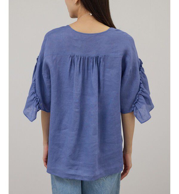 SALON adam et rope'「【WEB限定】ヨーロピアンリネンルジェフリルブラウス」|シャツ・ブラウス|