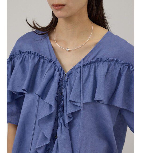 SALON adam et rope'「【WEB限定】ヨーロピアンリネンルジェフリルブラウス」|シャツ・ブラウス|