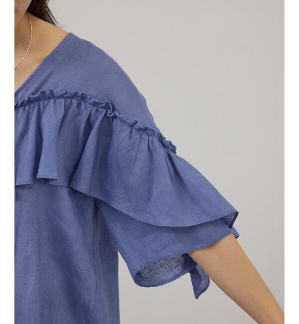 SALON adam et rope'「【WEB限定】ヨーロピアンリネンルジェフリルブラウス」|シャツ・ブラウス|