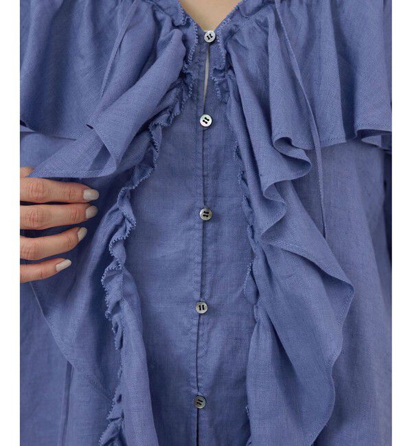 SALON adam et rope'「【WEB限定】ヨーロピアンリネンルジェフリルブラウス」|シャツ・ブラウス|