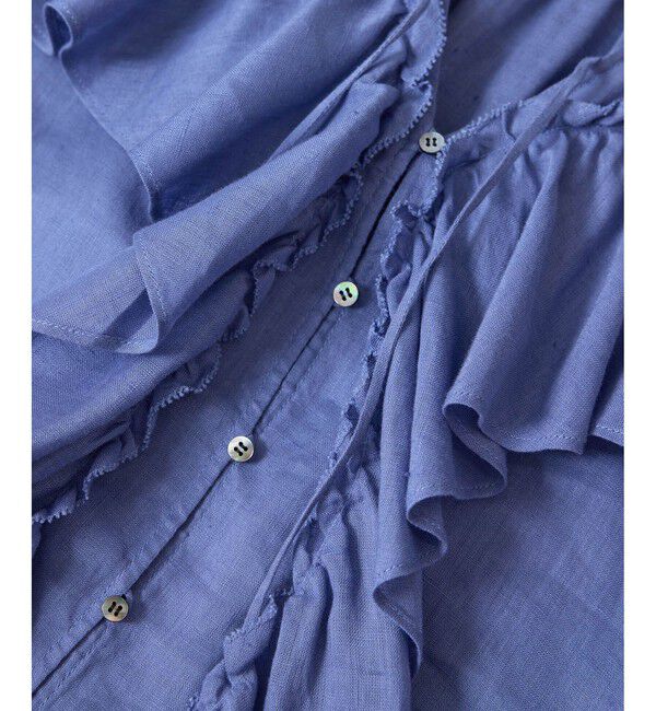 SALON adam et rope'「【WEB限定】ヨーロピアンリネンルジェフリルブラウス」|シャツ・ブラウス|