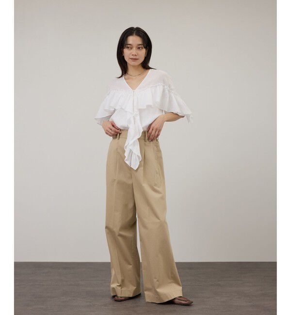 SALON adam et rope'「【WEB限定】ヨーロピアンリネンルジェフリルブラウス」|シャツ・ブラウス|