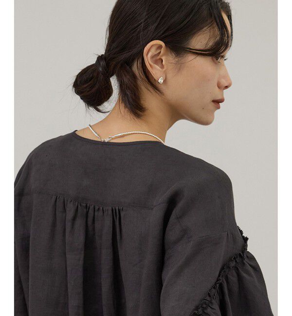 SALON adam et rope'「【WEB限定】ヨーロピアンリネンルジェフリルブラウス」|シャツ・ブラウス|