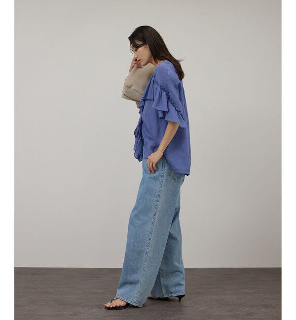 SALON adam et rope'「【WEB限定】ヨーロピアンリネンルジェフリルブラウス」|シャツ・ブラウス|