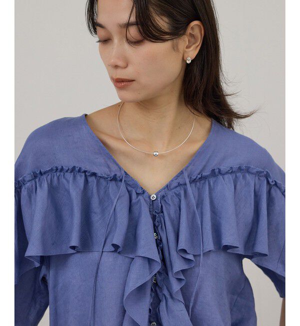 SALON adam et rope'「【WEB限定】ヨーロピアンリネンルジェフリルブラウス」|シャツ・ブラウス|