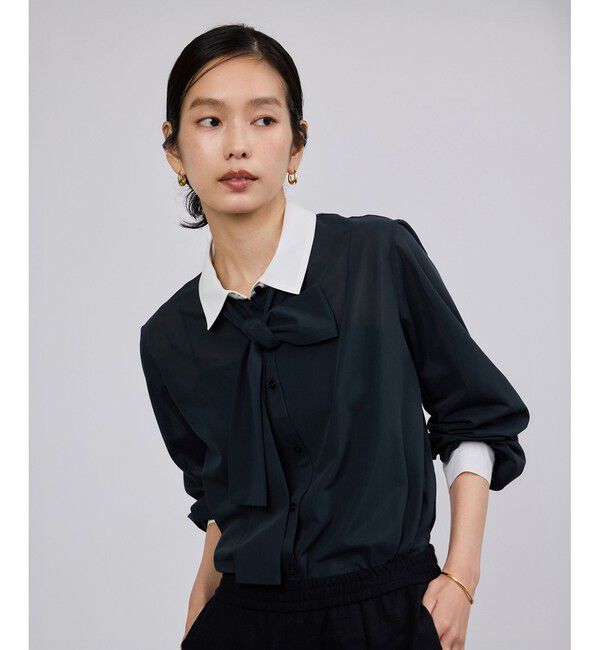 ROPE「シアートリコットボウタイシャツブラウス/イージーケア」|シャツ・ブラウス|