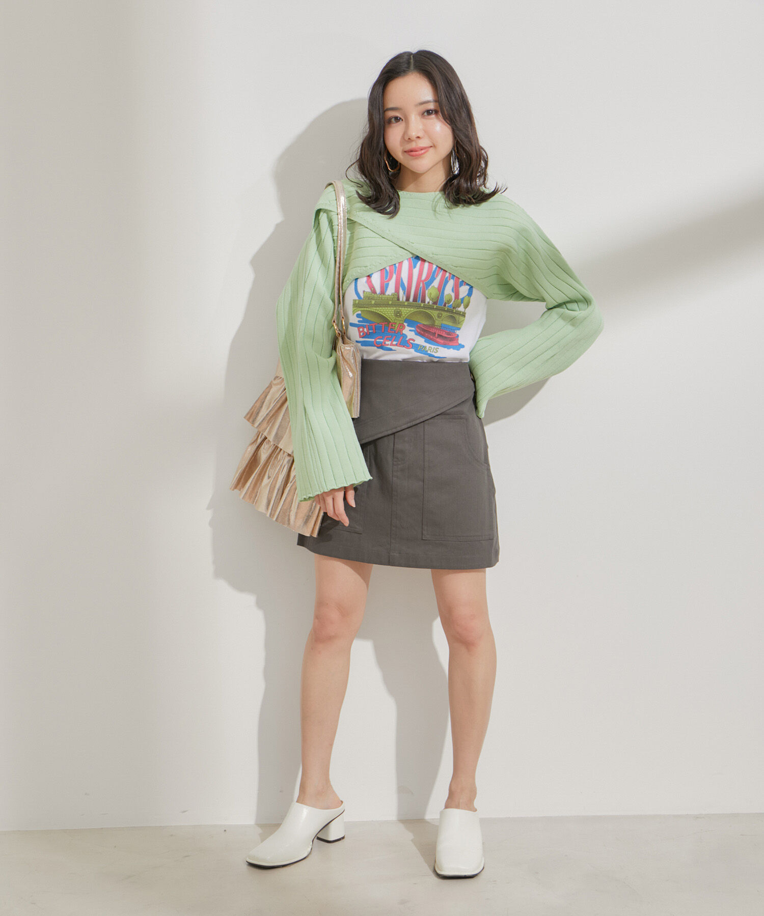 VIS「フラップ付き台形ミニスカート」|スカート|