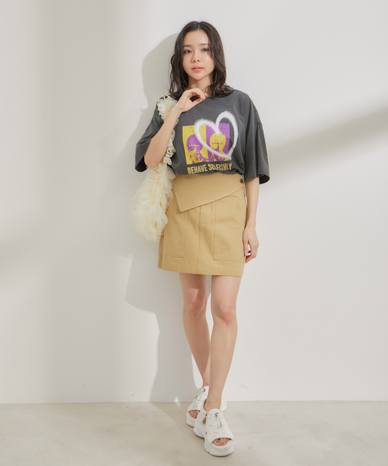 VIS「フラップ付き台形ミニスカート」|スカート|