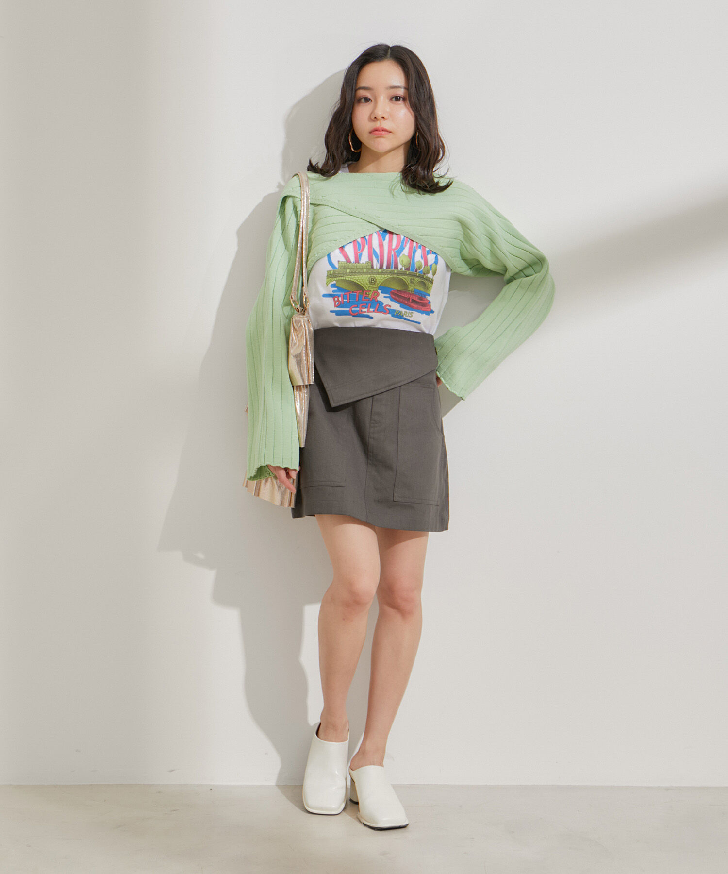 VIS「フラップ付き台形ミニスカート」|スカート|