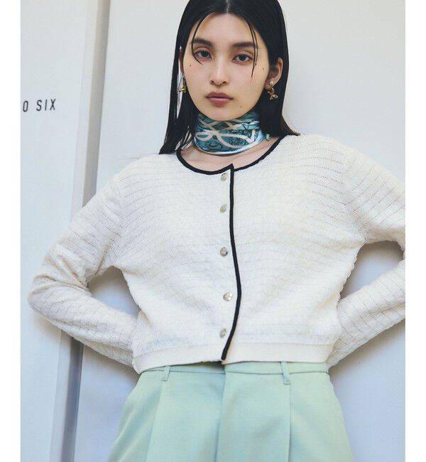 VIS「オーガンジーメタルボタンニットカーディガン」|カーディガン|生成メイン