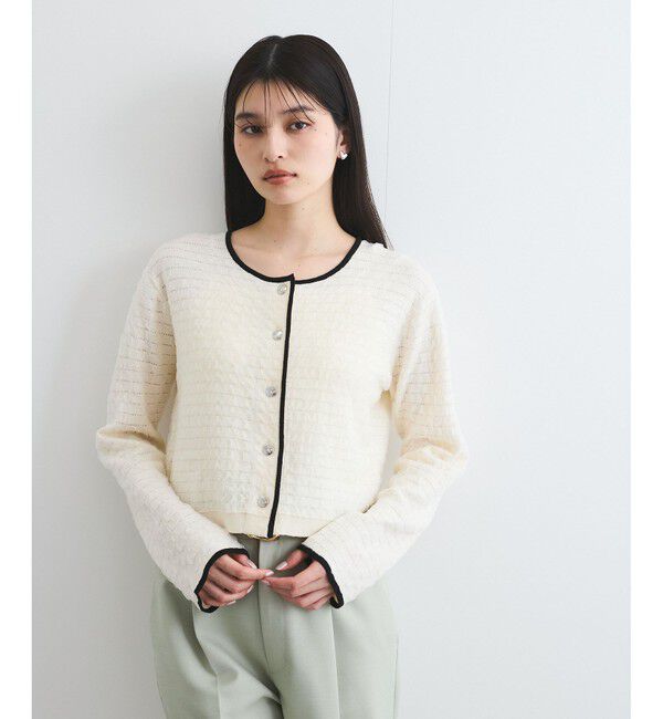 VIS「オーガンジーメタルボタンニットカーディガン」|カーディガン|