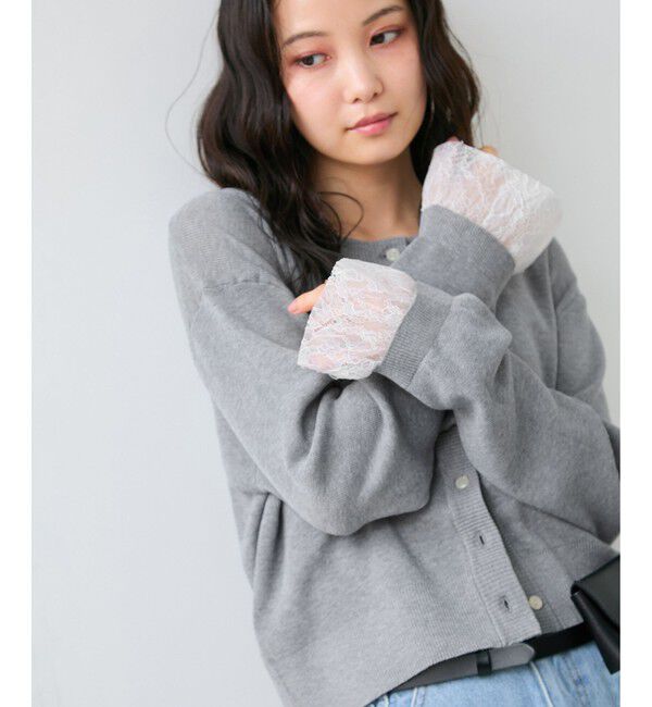 VIS「袖口レースカーディガン」|カーディガン|