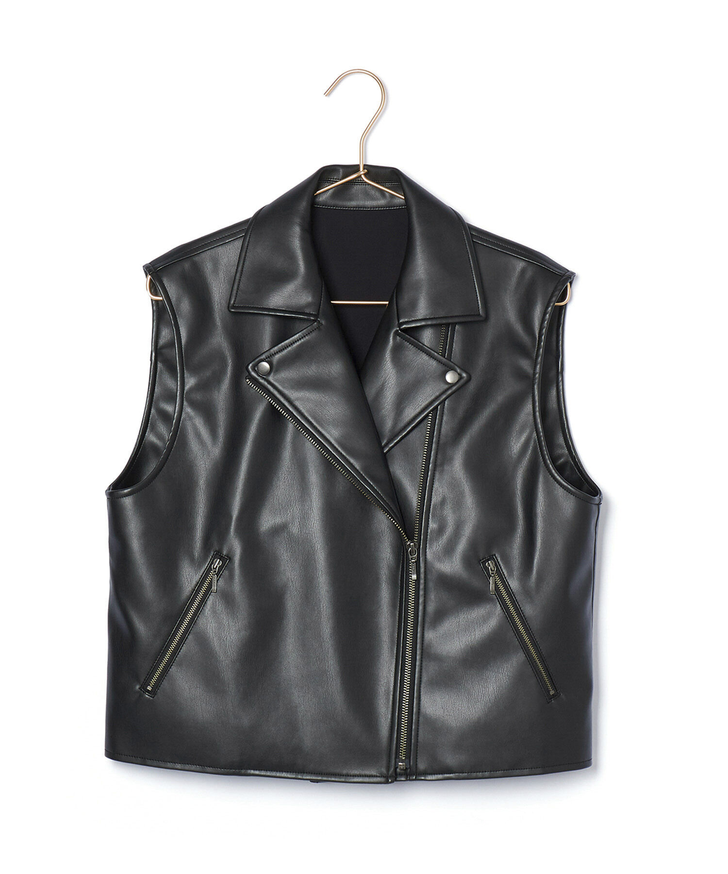 ROPE' PICNIC R「シンセティックレザーノースリーブジャケット」|ライダースジャケット|