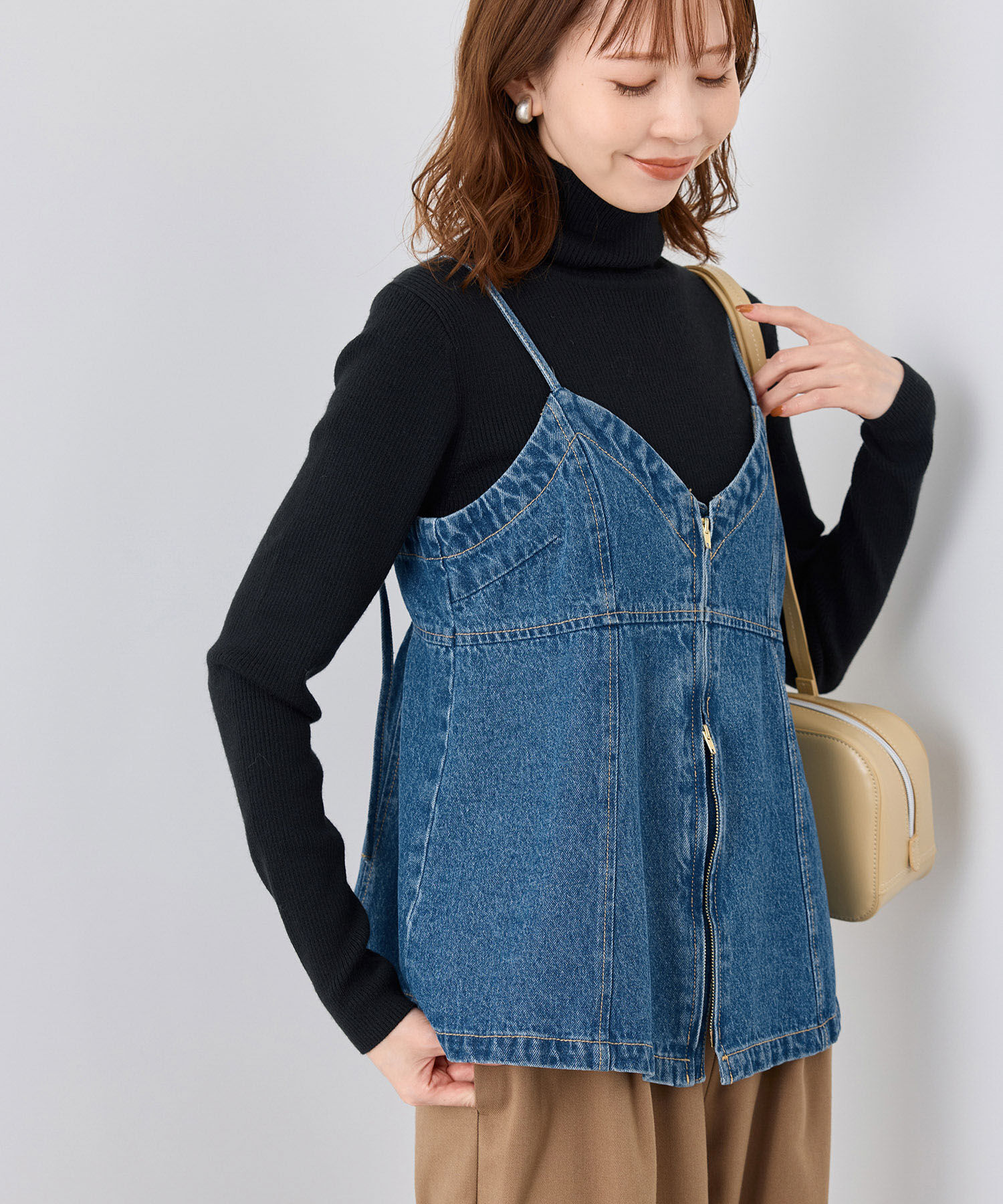 Rope&rsquo;Picnic「デニムビスチェ」|ベスト・ジレ|ブルー(44)