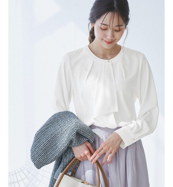 Rope&rsquo;Picnic「【2サイズ展開】メタルボタン配色ボウタイ風ブラウス/通勤対応」|シャツ・ブラウス|