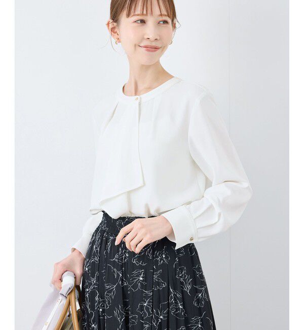 Rope&rsquo;Picnic「【2サイズ展開】メタルボタン配色ボウタイ風ブラウス/通勤対応」|シャツ・ブラウス|