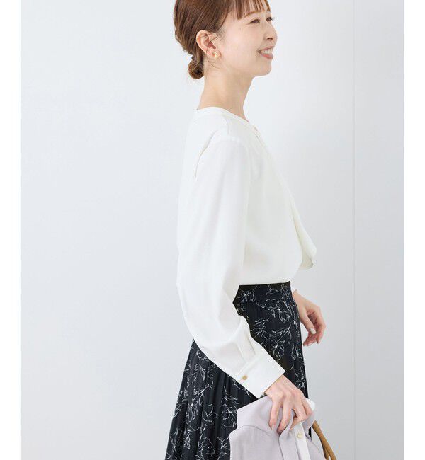 Rope&rsquo;Picnic「【2サイズ展開】メタルボタン配色ボウタイ風ブラウス/通勤対応」|シャツ・ブラウス|