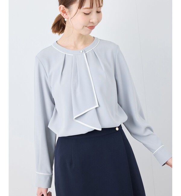 Rope&rsquo;Picnic「【2サイズ展開】メタルボタン配色ボウタイ風ブラウス/通勤対応」|シャツ・ブラウス|