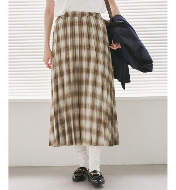 Rope&rsquo;Picnic「チェック柄プリーツスカート」|スカート|キャメル(25)
