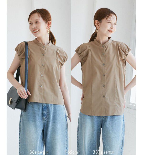 Rope&rsquo;Picnic「着丈が選べるバルーンスリーブシャツブラウス/イージーケア」|シャツ・ブラウス|キャメル(25)