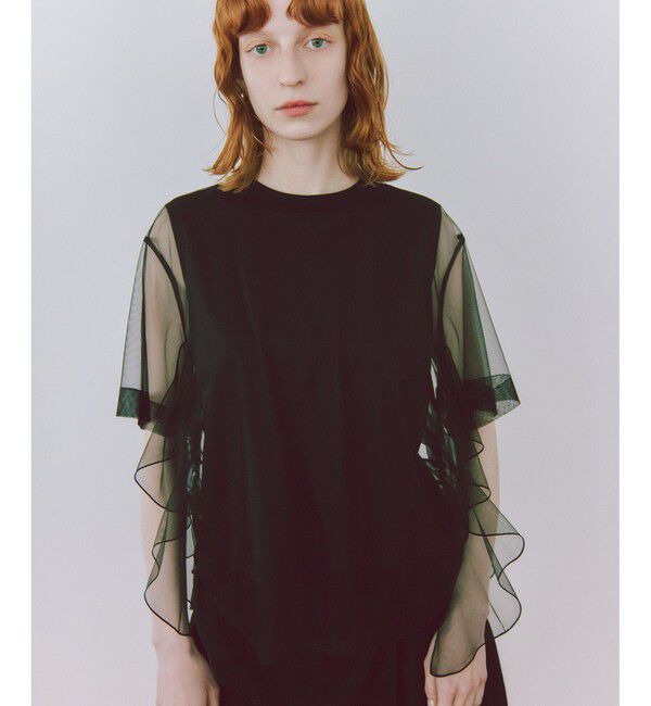 ADAM ET ROPE'「【サステナブル】・【定番人気】ギャザーチュールトップス」|Tシャツ・カットソー|