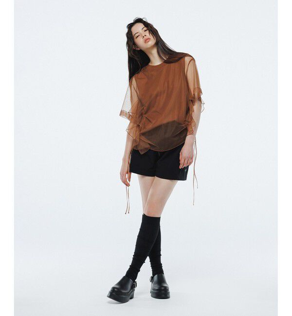 ADAM ET ROPE'「【サステナブル】・【定番人気】ギャザーチュールトップス」|Tシャツ・カットソー|