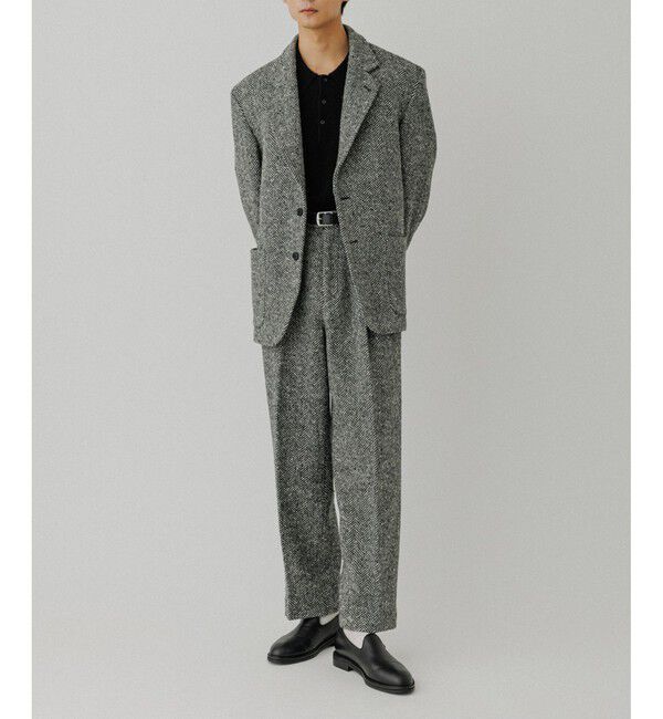 ADAM ET ROPE'「ヘリンボンツイード ワイドテーパードスラックス / セットアップ対応」|チノ|