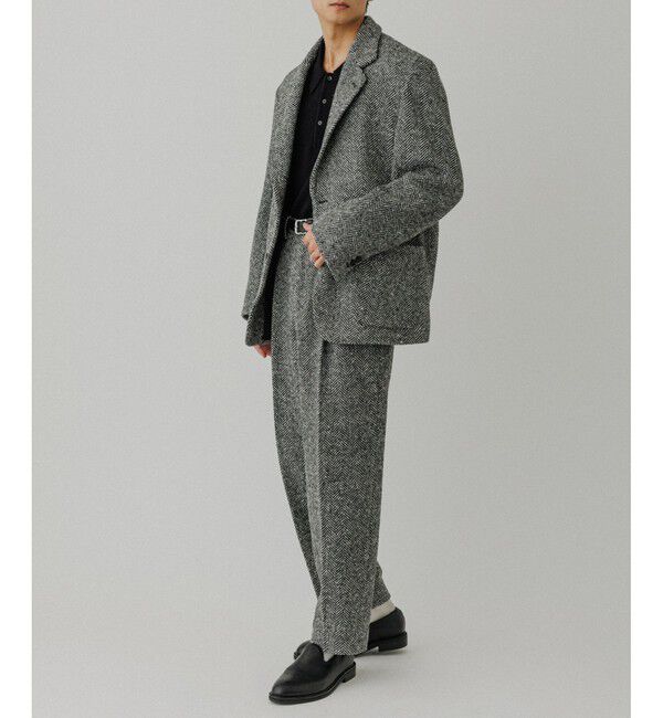 ADAM ET ROPE'「ヘリンボンツイード ワイドテーパードスラックス / セットアップ対応」|チノ|