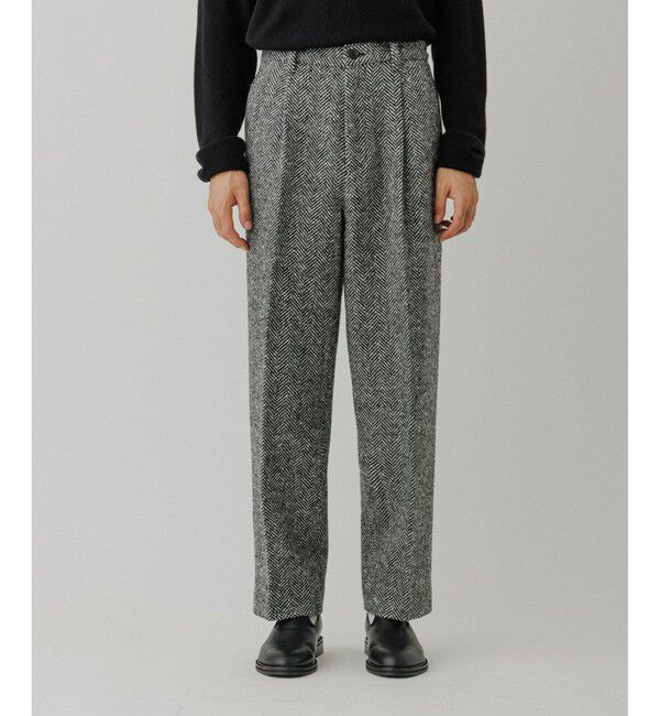 ADAM ET ROPE'「ヘリンボンツイード ワイドテーパードスラックス / セットアップ対応」|チノ|