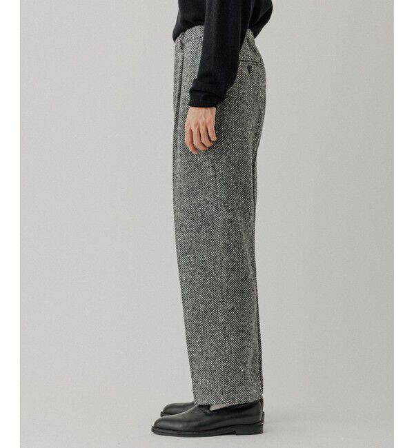 ADAM ET ROPE'「ヘリンボンツイード ワイドテーパードスラックス / セットアップ対応」|チノ|