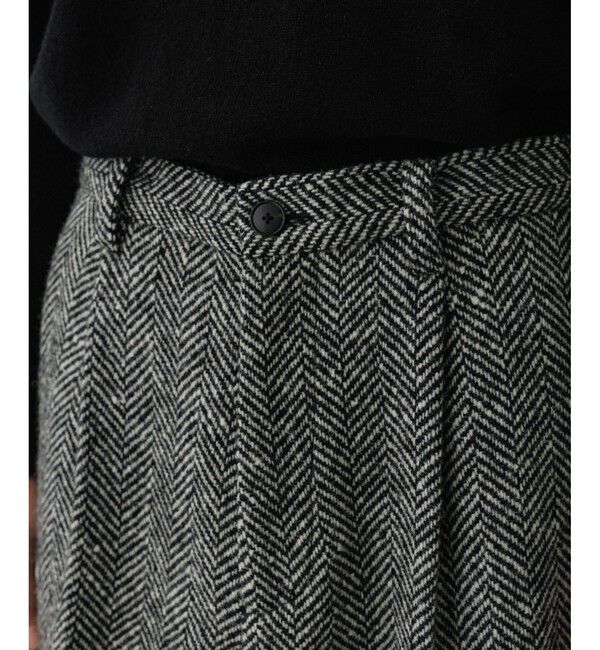 ADAM ET ROPE'「ヘリンボンツイード ワイドテーパードスラックス / セットアップ対応」|チノ|