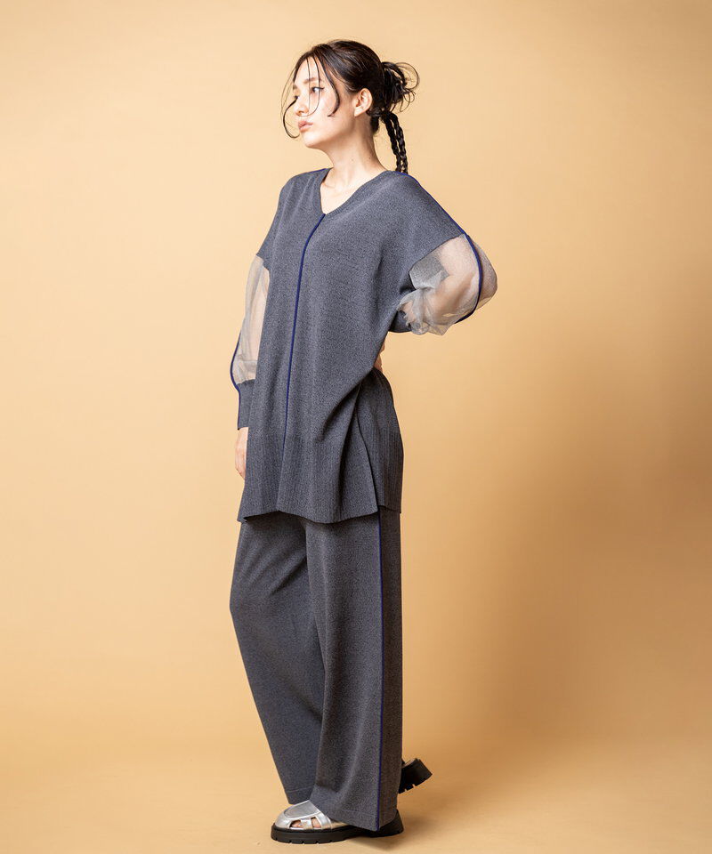  「配色ラインニットパンツ」|その他|
