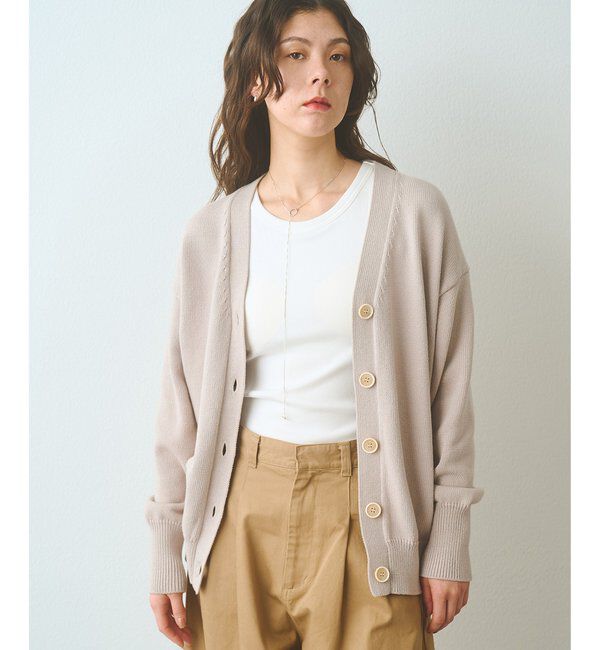  「ボタンカーディガン」|ニット・セーター|グレージュ