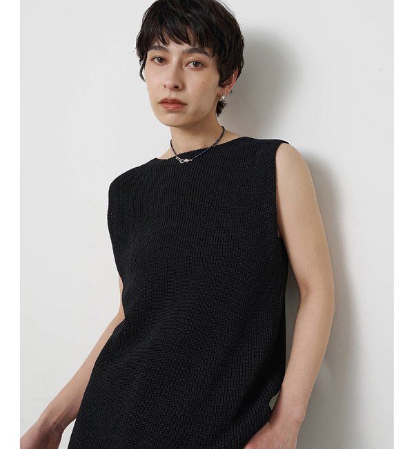  「ペーパーノースリーブニット」|ニット・セーター|ブラック