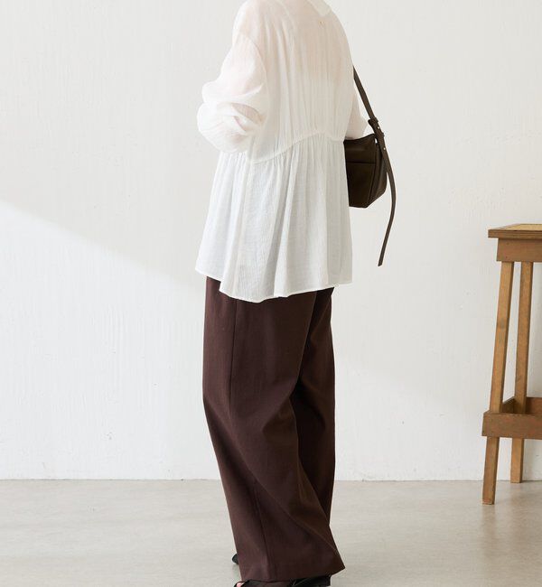  「《1枚で着映える》ギャザー切替シャツカーディガン」|シャツ・ブラウス|