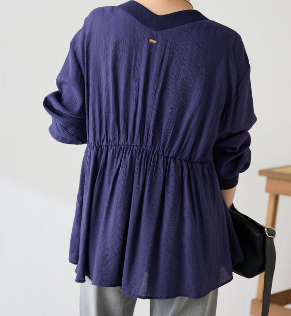  「《1枚で着映える》ギャザー切替シャツカーディガン」|シャツ・ブラウス|