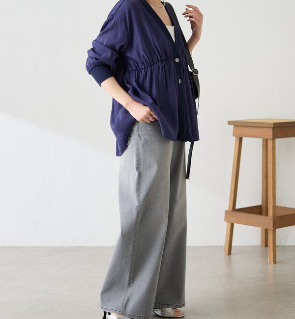  「《1枚で着映える》ギャザー切替シャツカーディガン」|シャツ・ブラウス|