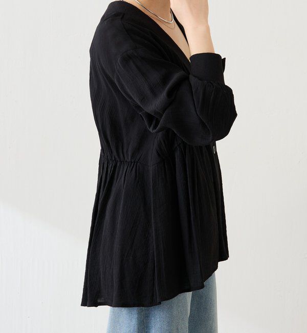  「《1枚で着映える》ギャザー切替シャツカーディガン」|シャツ・ブラウス|