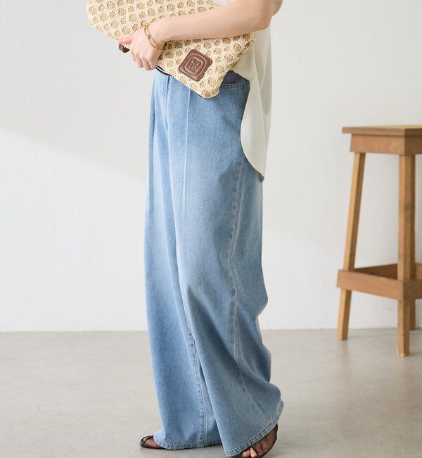  「【夏でも涼しいデニム】Q.anosライトオンスタックデニム」|デニム|