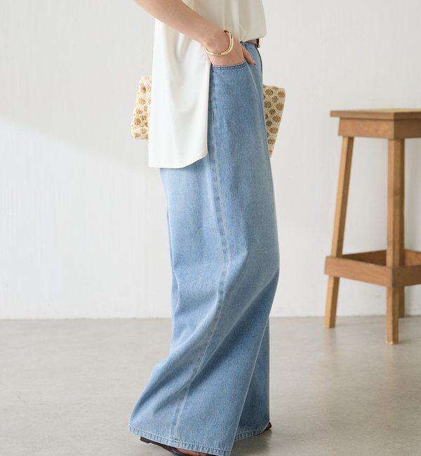  「【夏でも涼しいデニム】Q.anosライトオンスタックデニム」|デニム|