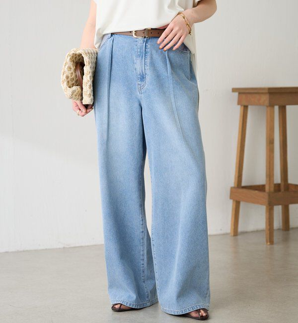  「【夏でも涼しいデニム】Q.anosライトオンスタックデニム」|デニム|