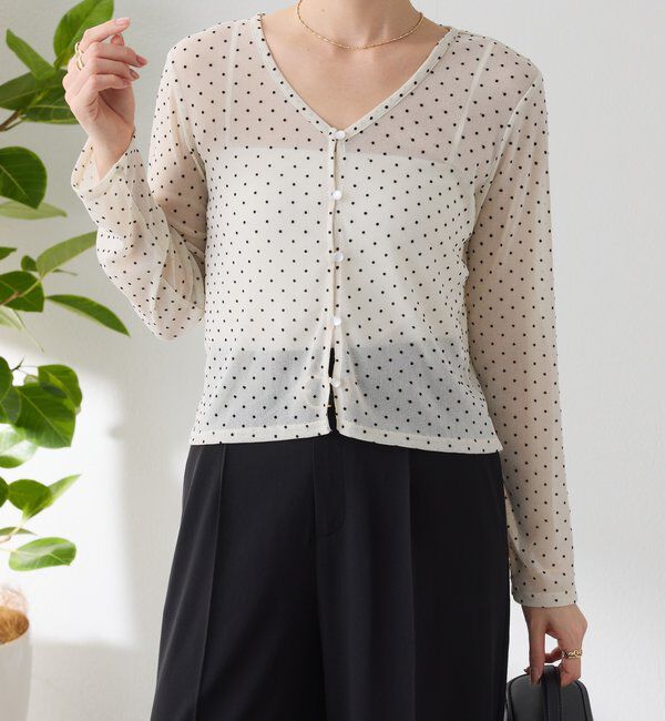  「【トレンドアイテム】シアードットカーディガン」|カーディガン|