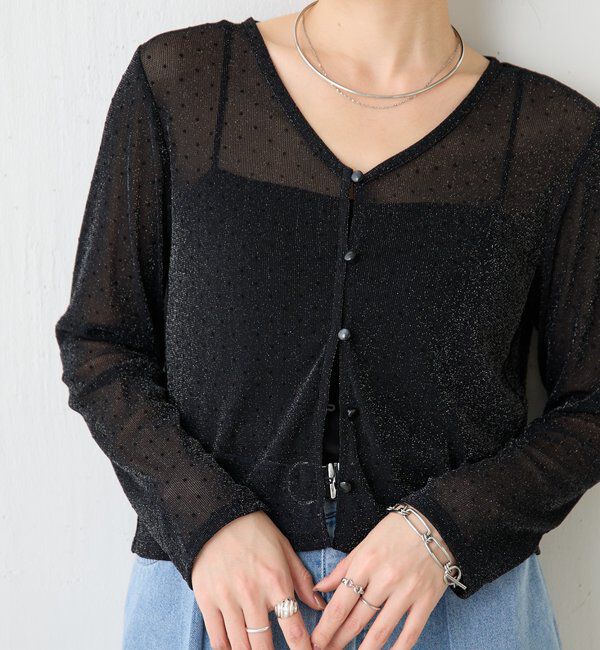  「【トレンドアイテム】シアードットカーディガン」|カーディガン|