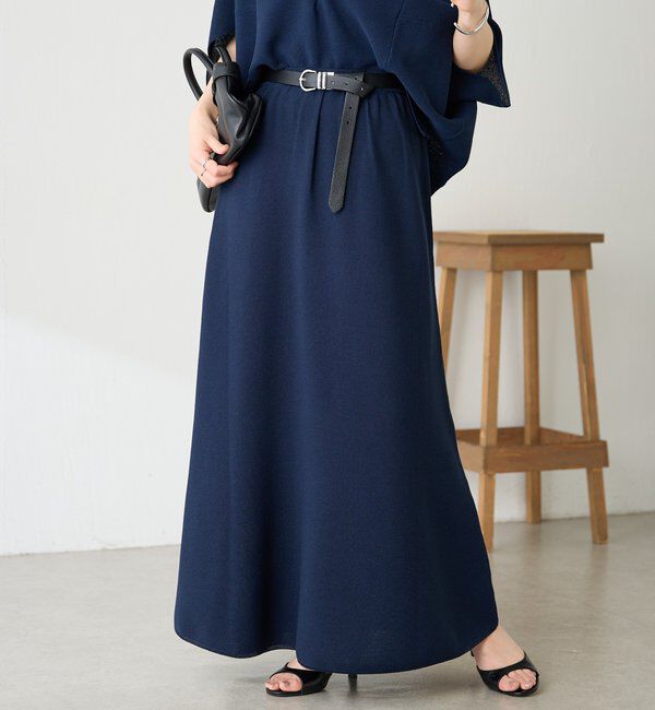  「ニットロングスカート」|スカート|ネイビー