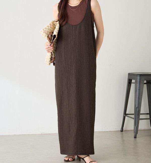  「レイヤードタンクワンピース」|ワンピース|ブラウン