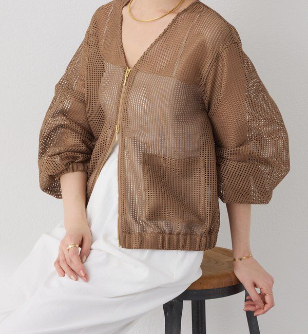  「【夏にも着れる長袖】Vネックシアーブルゾン」|その他|