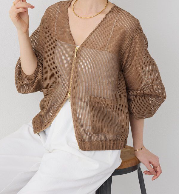  「【夏にも着れる長袖】Vネックシアーブルゾン」|その他|