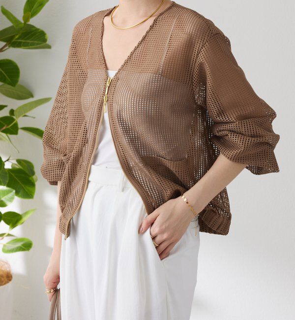  「【夏にも着れる長袖】Vネックシアーブルゾン」|その他|