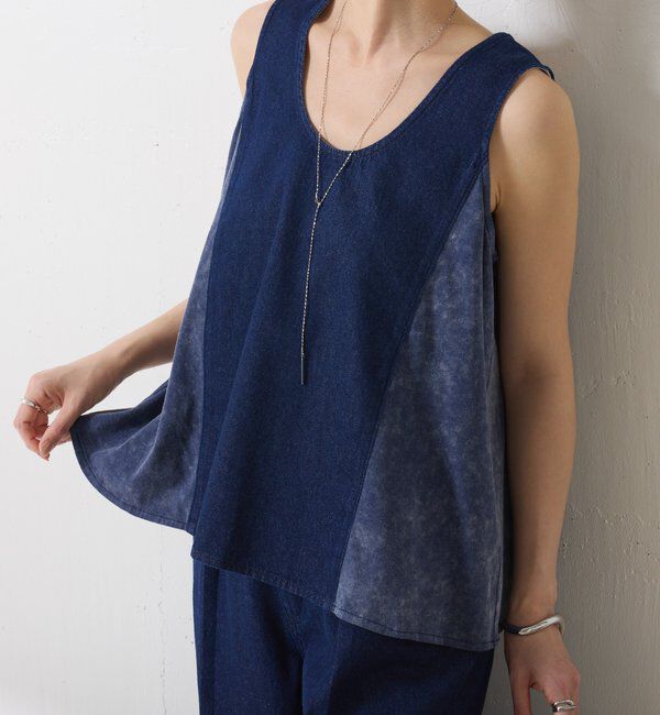  「Q.anosライトオンスデニムフレアタンクトップ」|Tシャツ・カットソー|