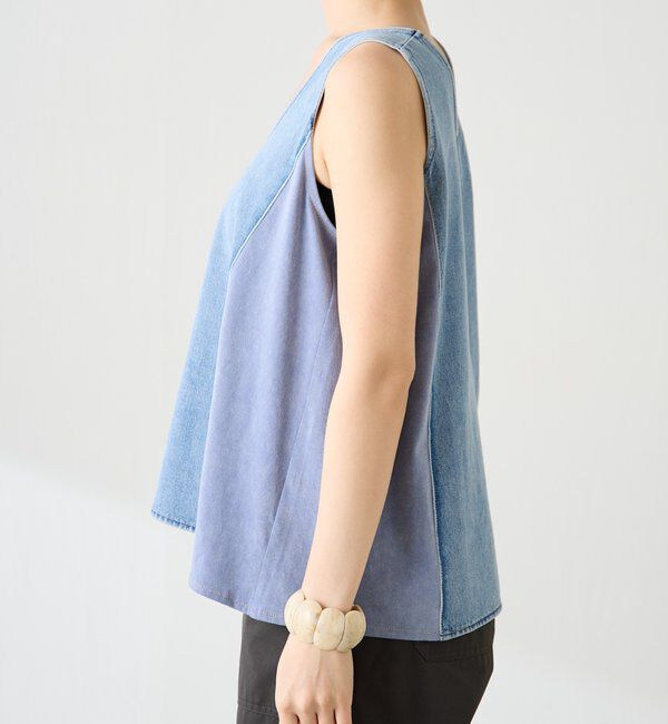  「Q.anosライトオンスデニムフレアタンクトップ」|Tシャツ・カットソー|